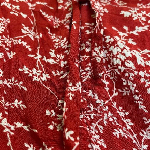 Hayden Los Angeles Mini Dress Floral Print Short Sleeve Tiered Skirt Red Medium‎ - Picture 7 of 9